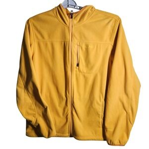 L.L.Bean Mens L Tall Full Zip Fleece Jacket PolarTec Windbloc Outdoor Gold